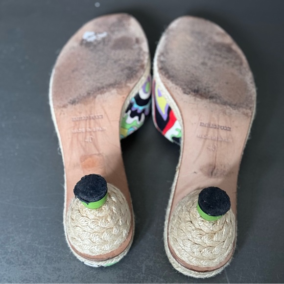 Vintage 90s Emilio Pucci Womens Print Kitten Heel Sandals EU Size 40 US Size 9.5 - Picture 5 of 6